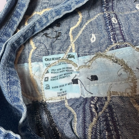 Baby Vintage OshKosh B’Gosh Denim Overalls W/ Hand Embroidered Animals & Rainbow - Picture 9 of 9